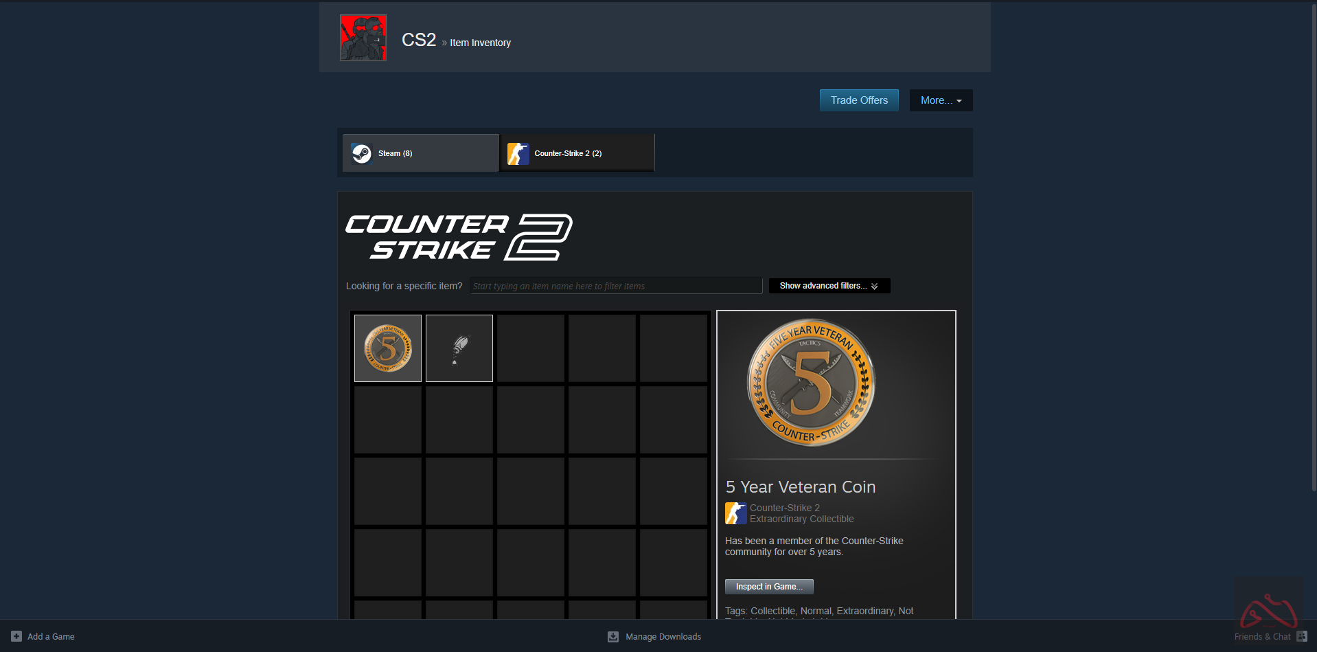 اکانت5ساله کانتر استرایک 2 مناسب پرایم کردن دارای کوین 5 سال