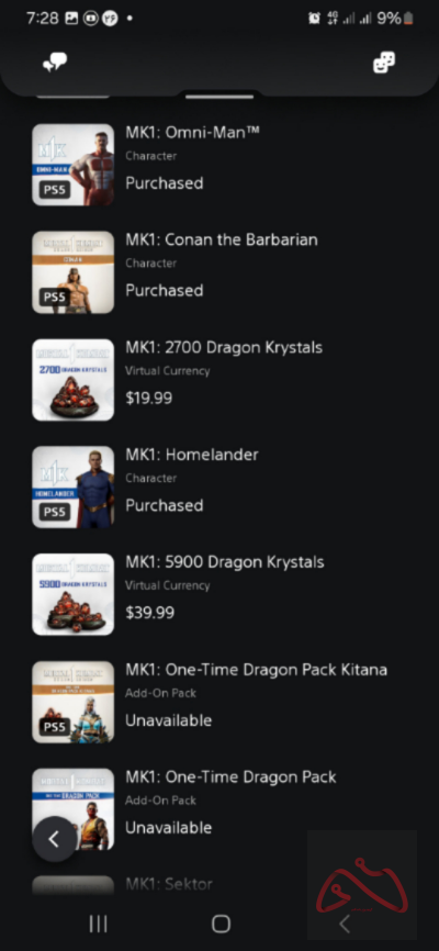 اکانت مورتال کمبت ۱ ps5 premium ظرفیت کامل