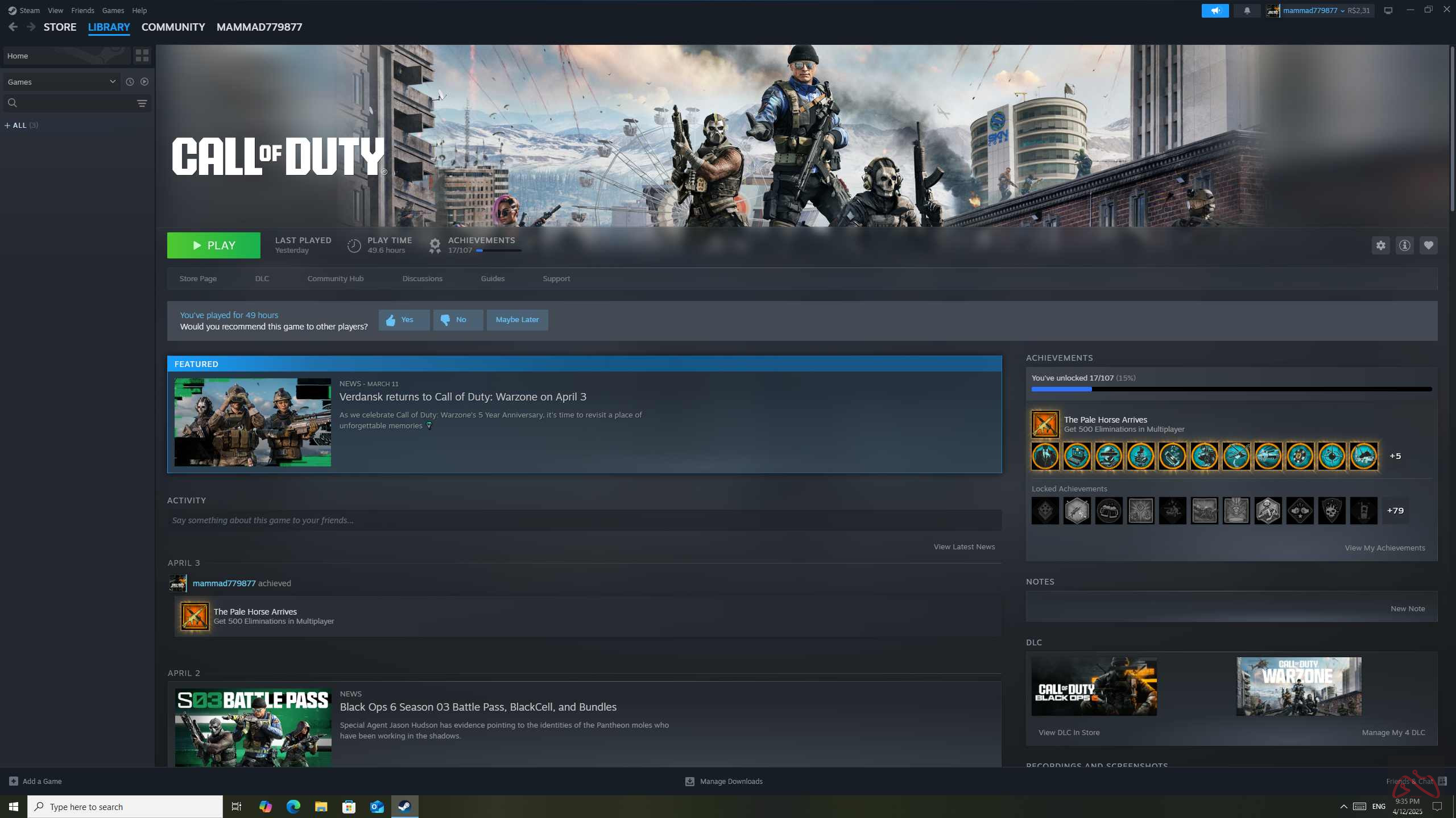 اکانت استیم Call of duty black ops 6