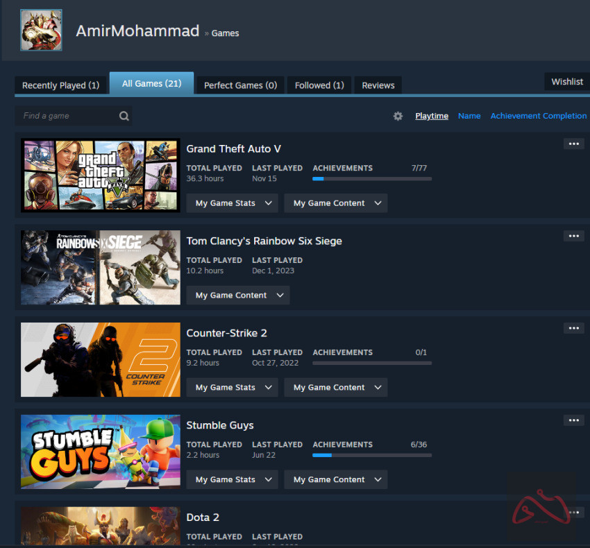 اکانت استیم GTA V رینبو سیکس و چندین بازی دیگر