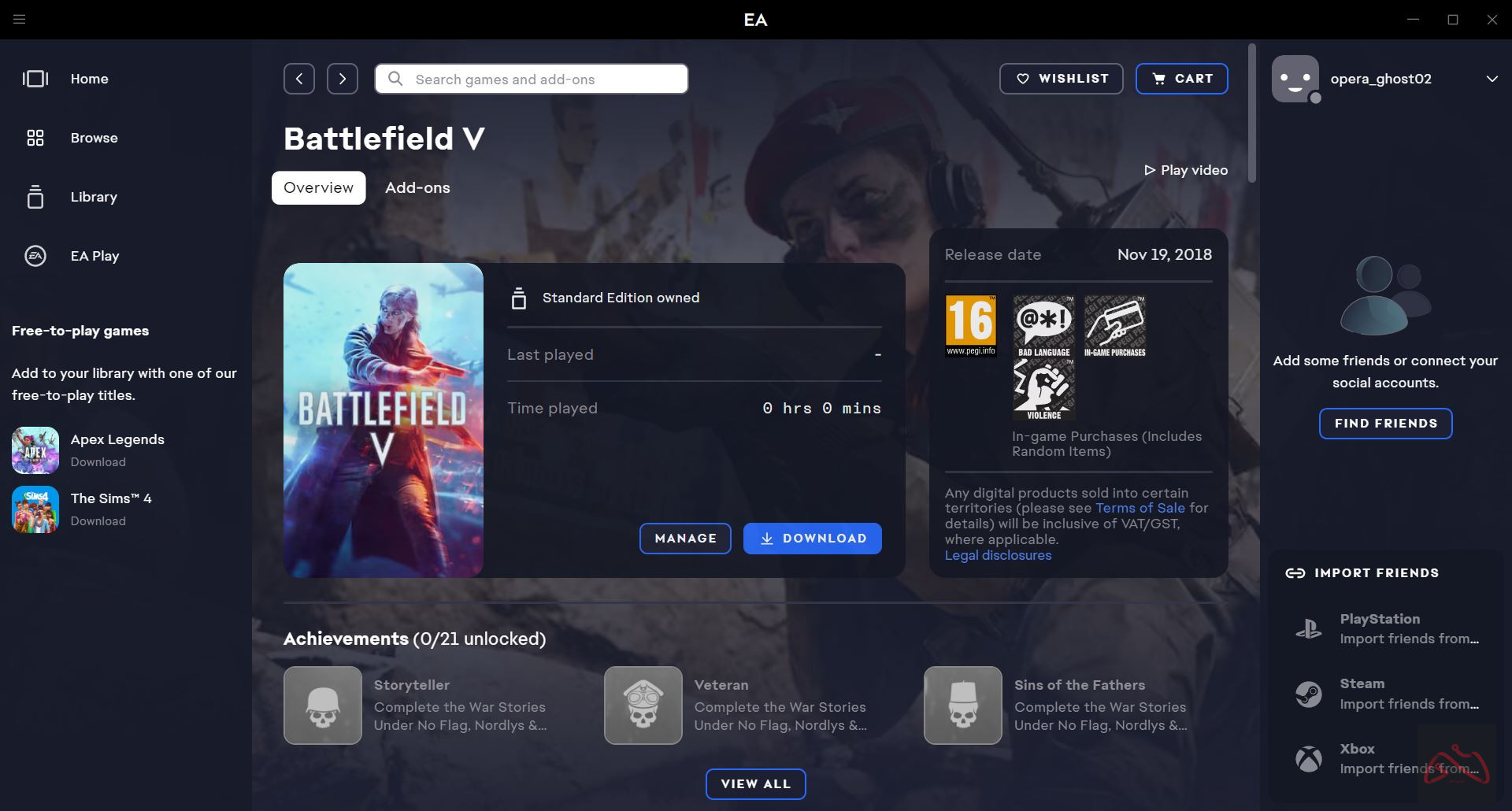 اکانت Battlefield V