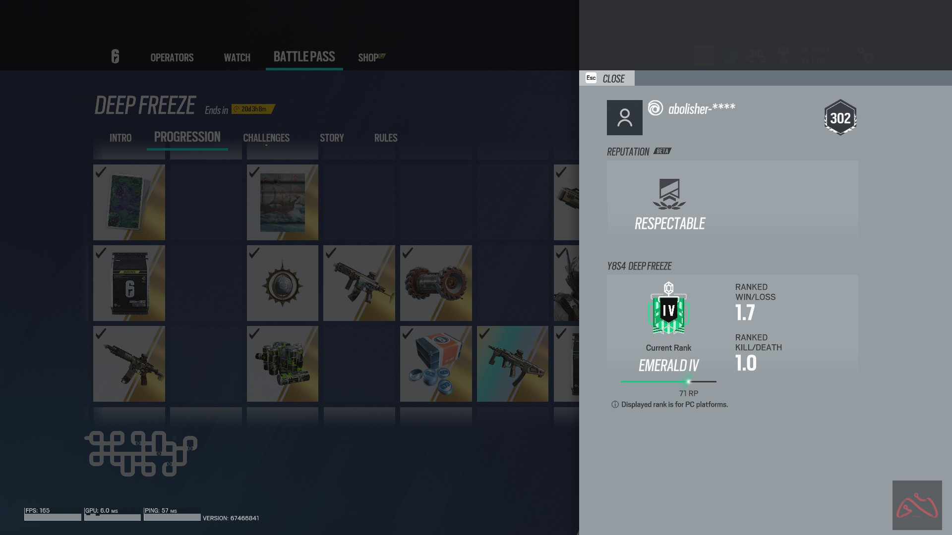 اکانت رینبو سیکس استیم لول 302