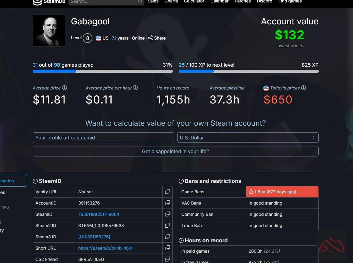 اکانت استیم با 100 بازی - هفت ساله