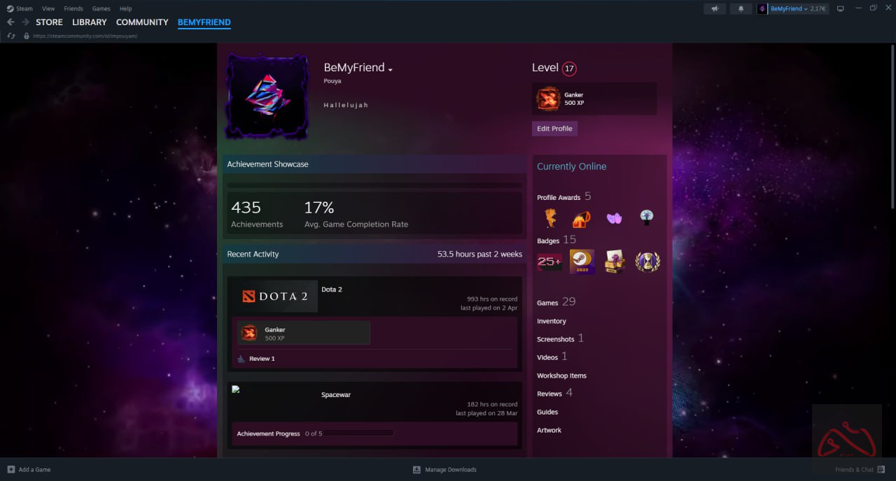 اکانت استیم لول 17 با کلی بازی