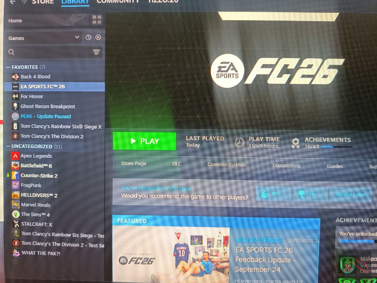 اکانت استیم شامل rainb,fc26,ghost recon,for honor,peak