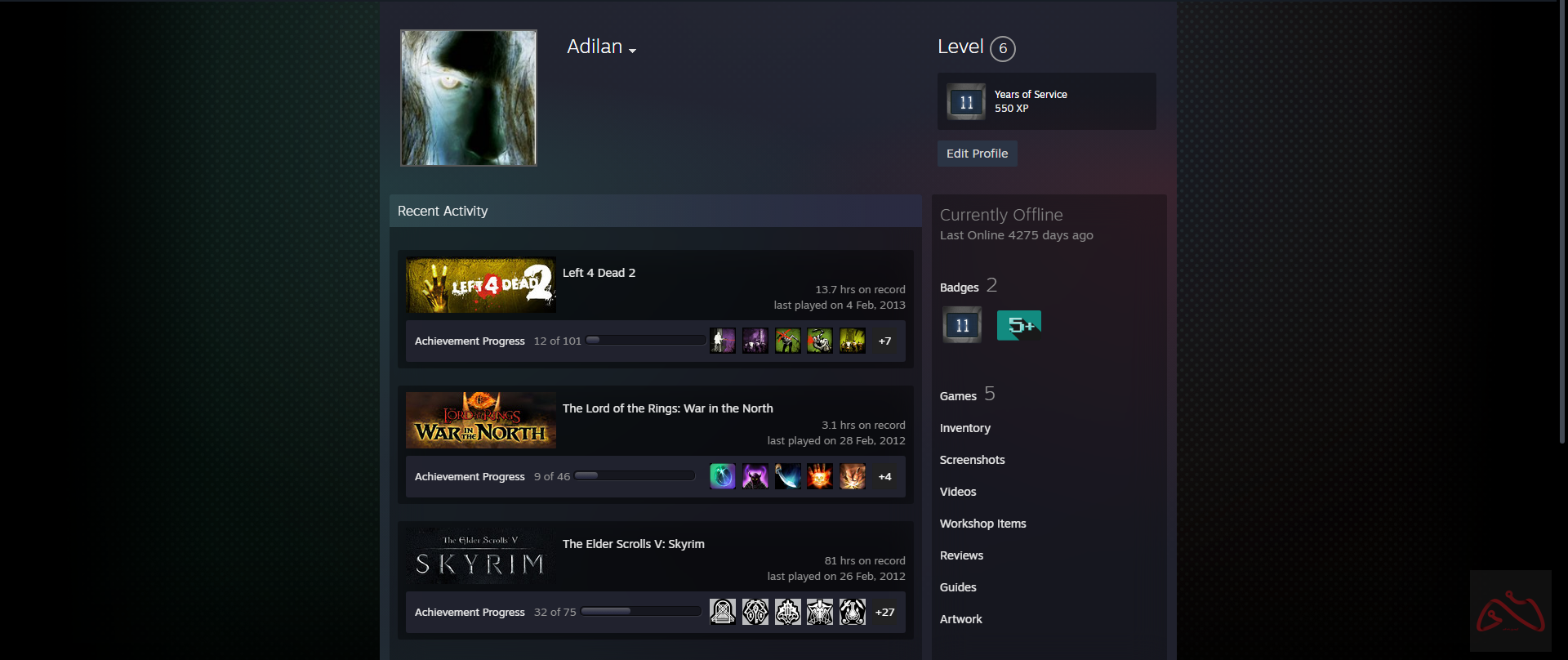 اکانت بازی Left 4 Dead 2 و The Elder Scrolls V: Skyrim