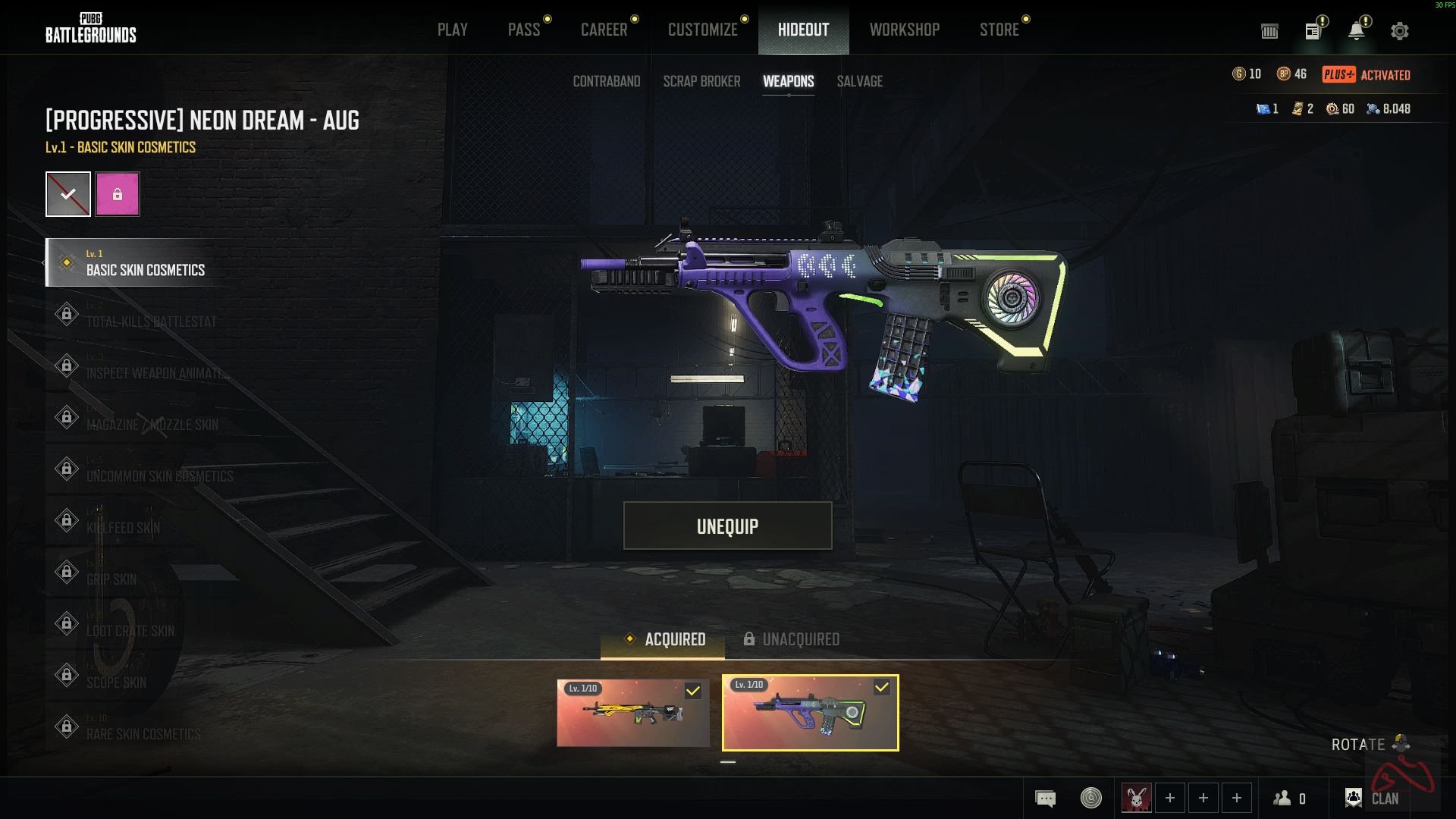 اکانت PUBG plus دارای دو گان AUG & MK12