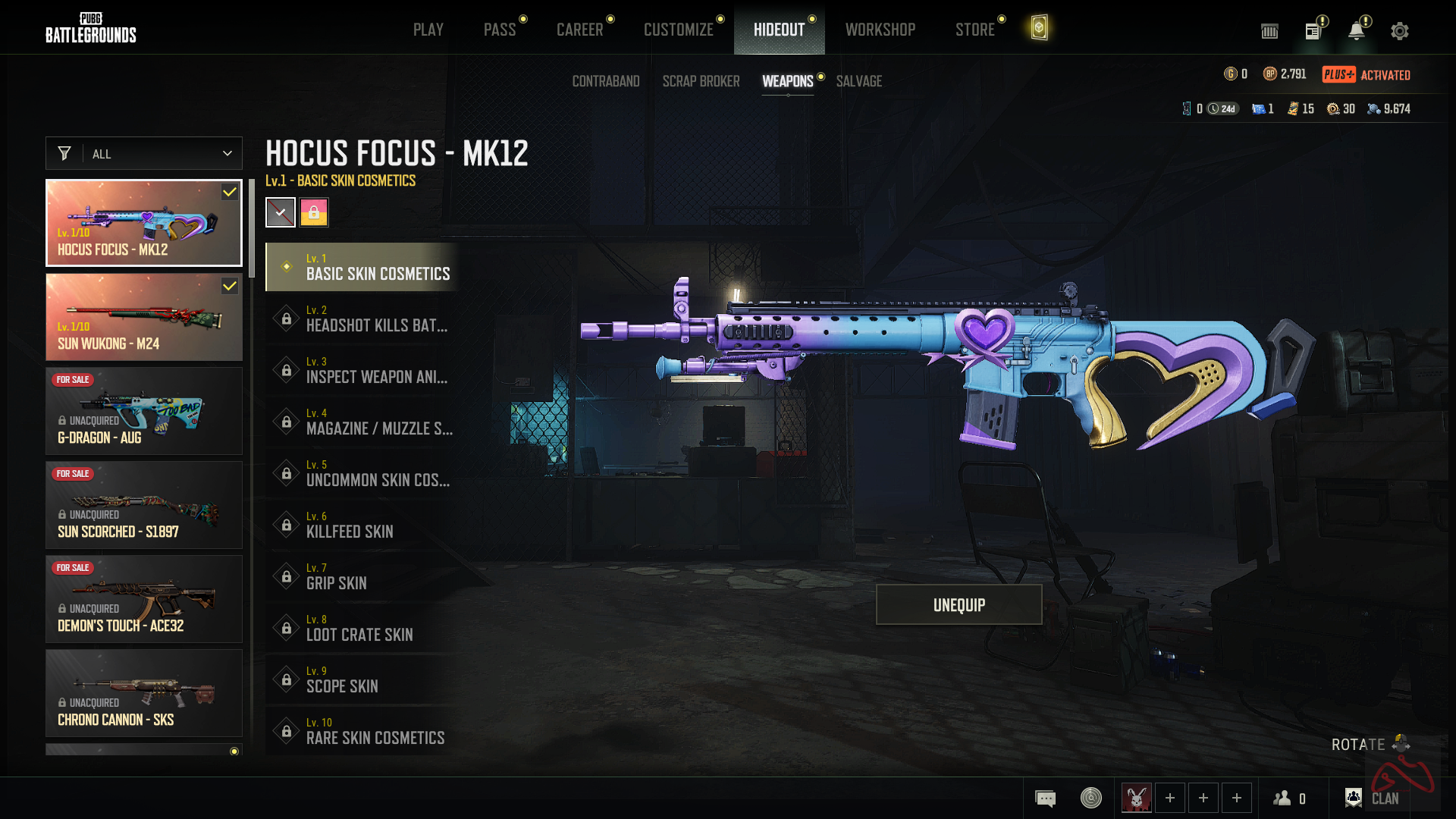 اکانت استیم 9 ساله پابجی پلاس 2 گان لول آپی